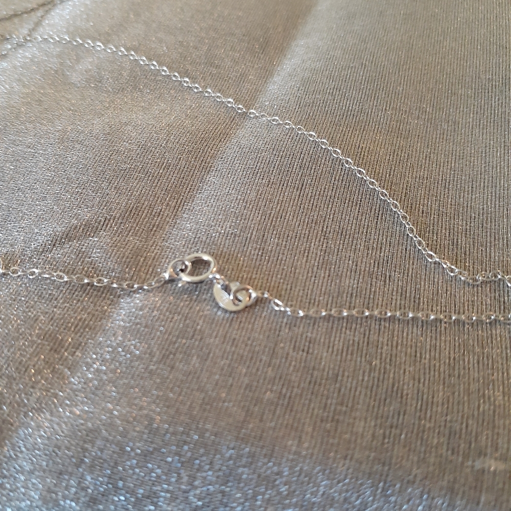 1/2 Price Marked Sterling Silver Genuine Garnet and White Topaz Pendant, Chain - Picture 8 of 12